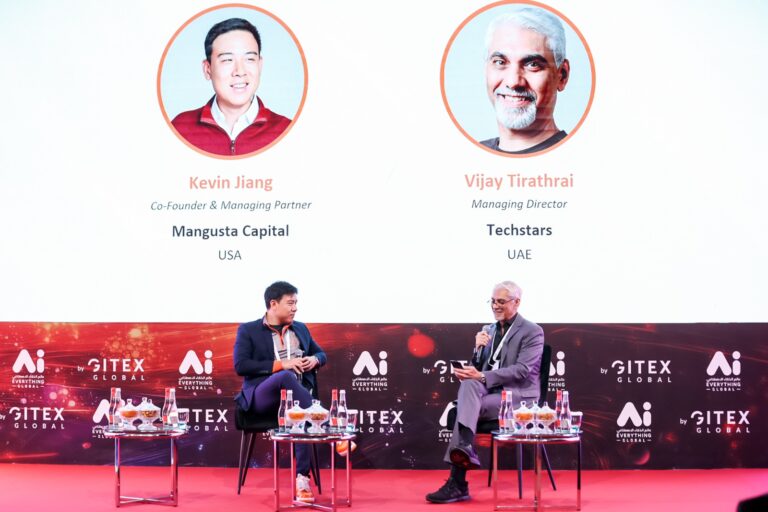 (L-R) Kevin Jiang, Co-Founder & Managing Partner at Mangusta Capital, USA; Vijay Tirathrai, Managing Director at Techstars, UAE